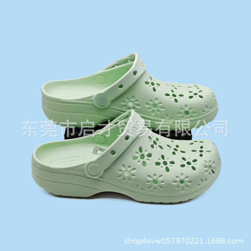 Classic Flower-Patterned Clogs for Outdoor Wear, Beach Shoes, Slippers, Comfortable and Breathable Parent-Child Closed-Toe Sandals | 210927