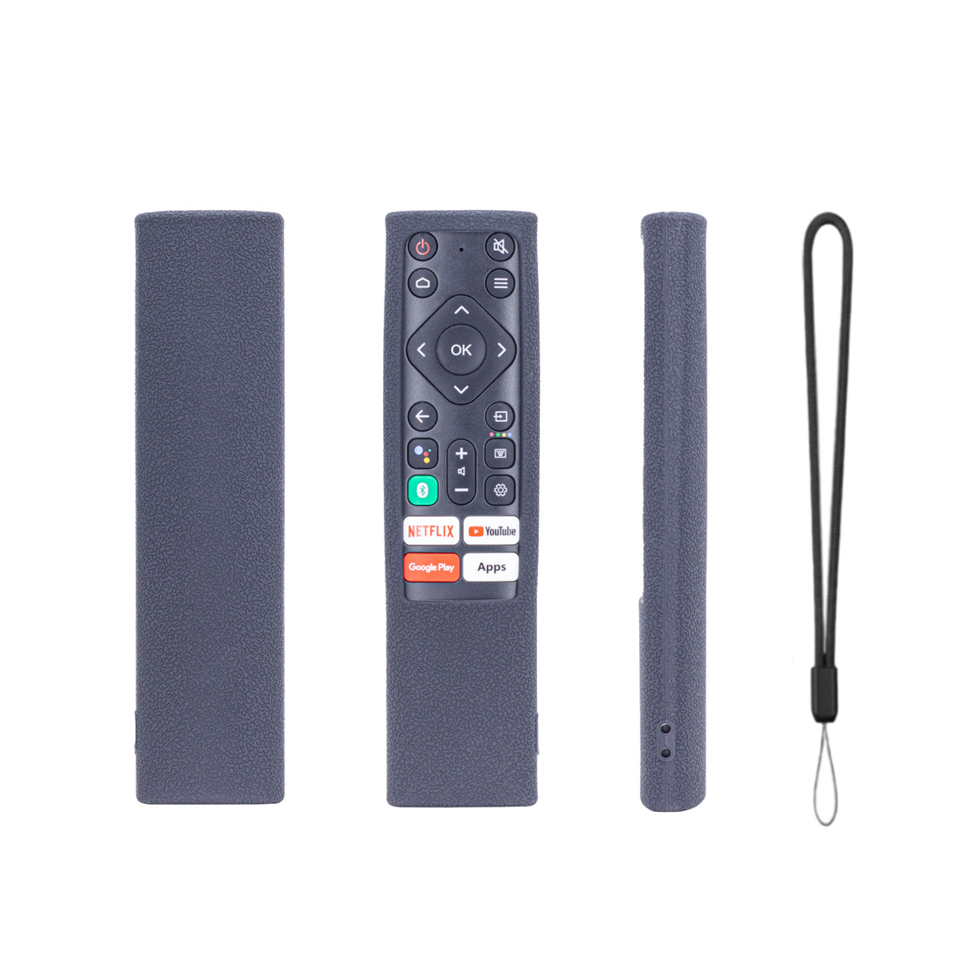 Aplicable para el control remoto de televisión Panasonic RC870P cubierta de silicona gruesa de cuero antideslizante anti-caída cinturón de suspensión luz nocturna