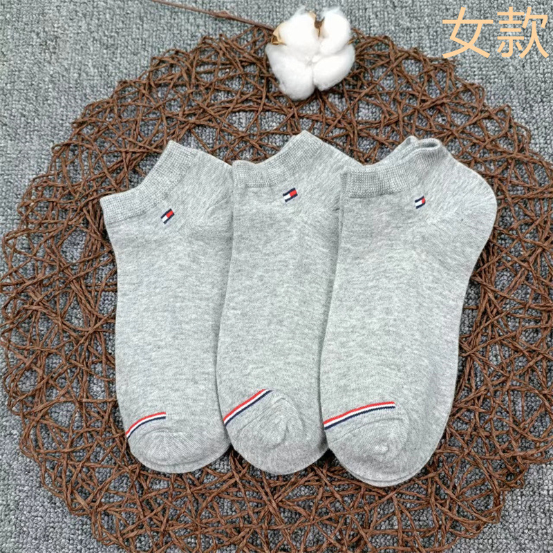 3 đôi tất thể thao thông thường lưng thấp nam nữ TommyHifigr mới tất cotton tất bốn mùa trong một thẻ