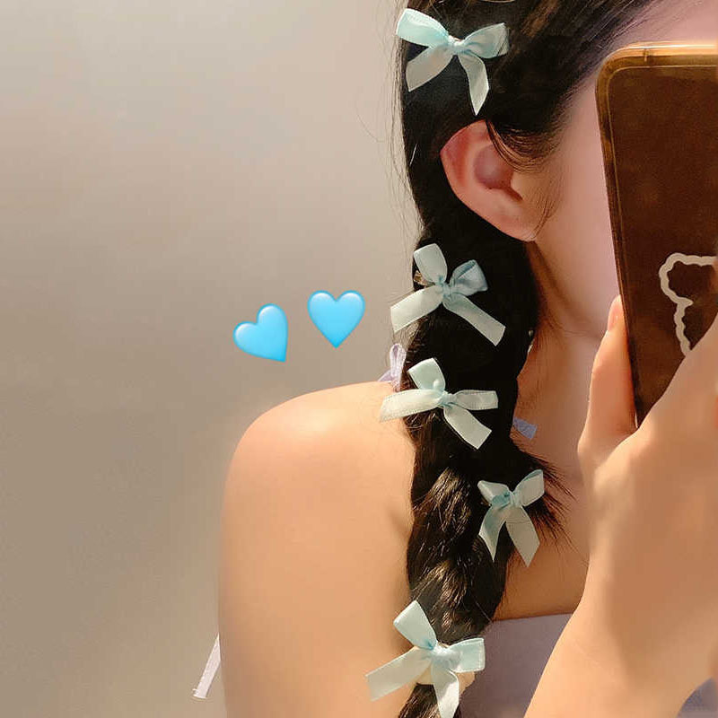 Nuevo cinturón fresco pequeño lateral toque de cabello ballet dulce arco azul trenzado clip para el cabello