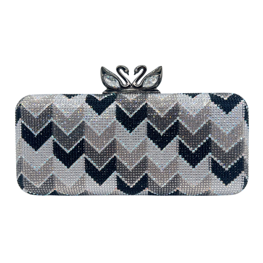 Clutch nữ đính đá lấp lánh hai mặt cầm tay dự tiệc — Đen trắng, màu hồng, màu vàng, màu đỏ