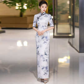 新款旗袍礼服改良版中式复古旗袍连衣裙国风中式长款旗袍日常可穿