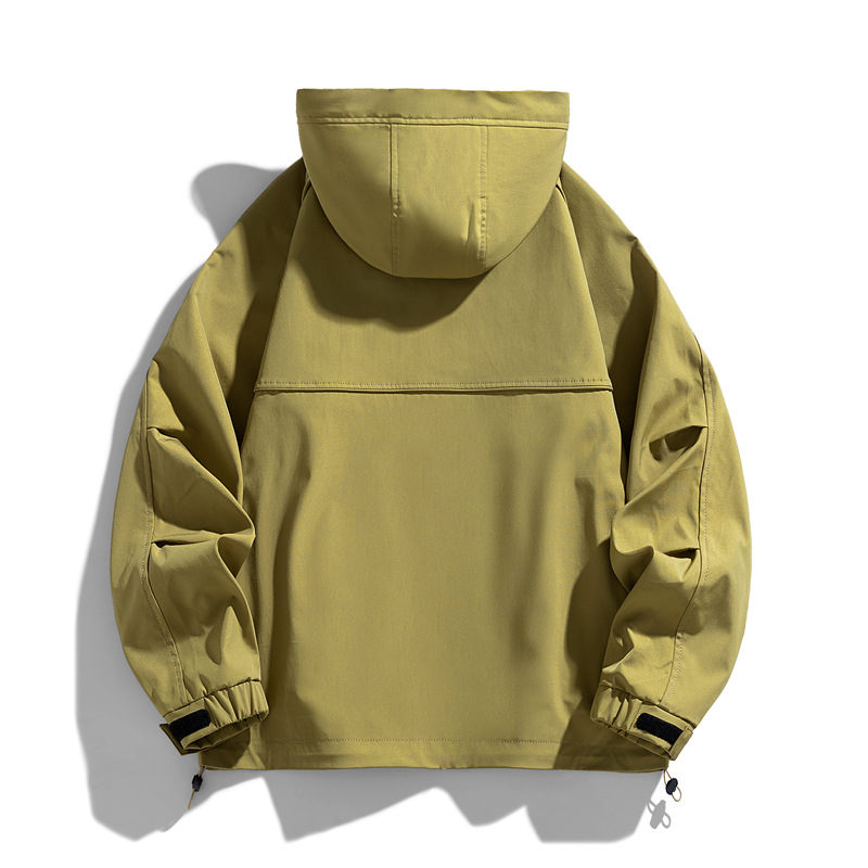 Primavera y otoño de hombre gran chaqueta casual hombre gordo tamaño sólido chaqueta con capuchón chaqueta de hombre