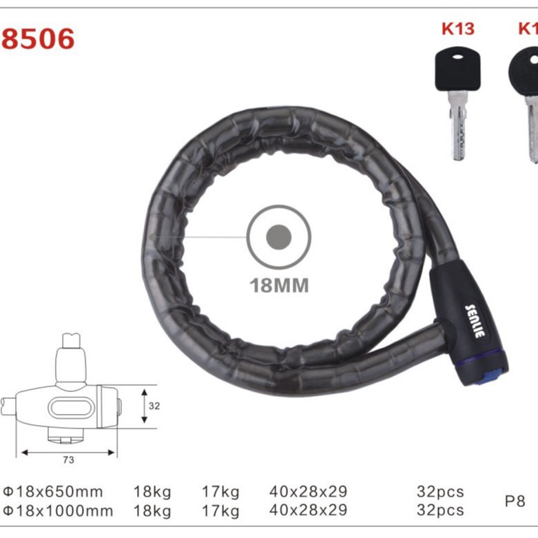 Cerradura antirrobo cerradura articulada cerradura de puerta cerradura de motocicleta cadena cerradura llave cerradura exportación fábrica personalizada cadena C al por mayor