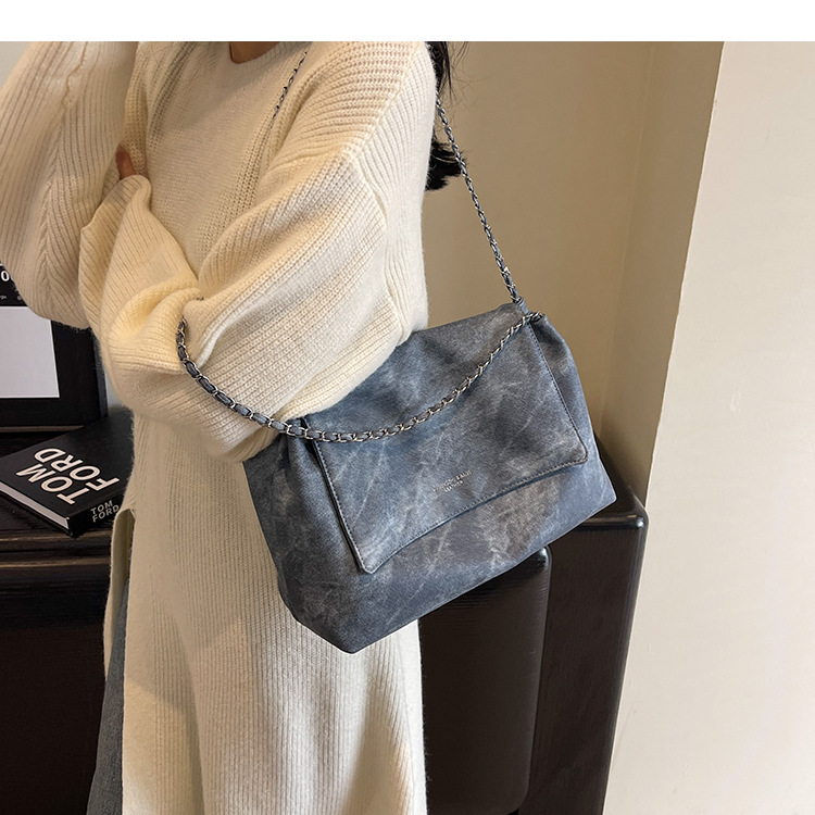 Autumn and winter retro large-capacity denim bag for women 2024 new style versatile chain shoulder bag casual large bag_voghion.com