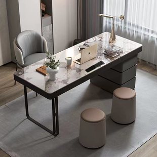 Italian Style Rock Plate Study Desk Office Desktop Computer Desk and Chair Combination Small Apartment Simple and Modern