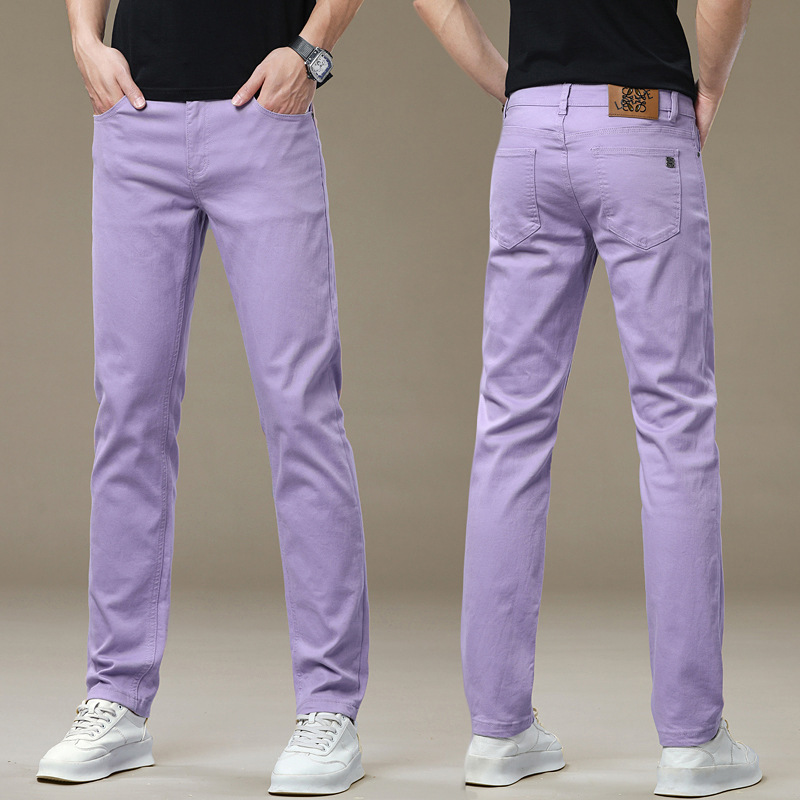 Aromatic Purple Men's Pants 2026 High-End Korean Style Jeans Men's European Slim Fit Versatile Stylish Long Pants