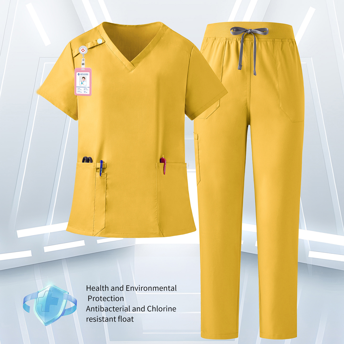 Men's and women's dental doctor and nurse uniforms, summer short-sleeved long-pants scrub suits, workwear, plus-size two-piece set