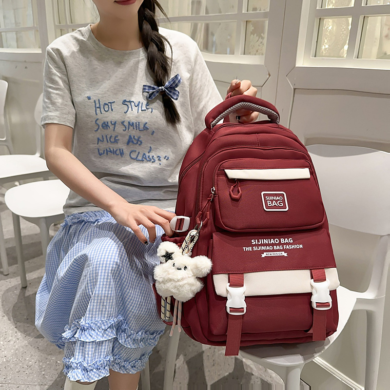 Mochila escolar de nuevo estilo para mujer, mochila para estudiantes de secundaria de alto valor, mochila de varios compartimentos para estudiantes de primaria y secundaria de alta calidad