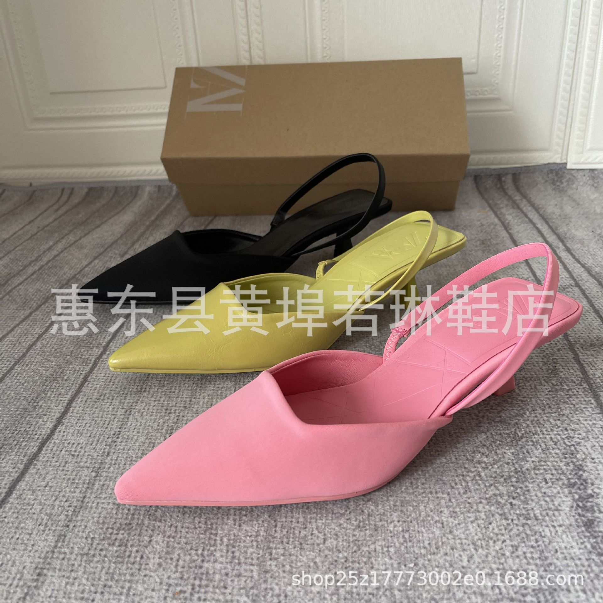 ZA new women's shoes pink slingback high...