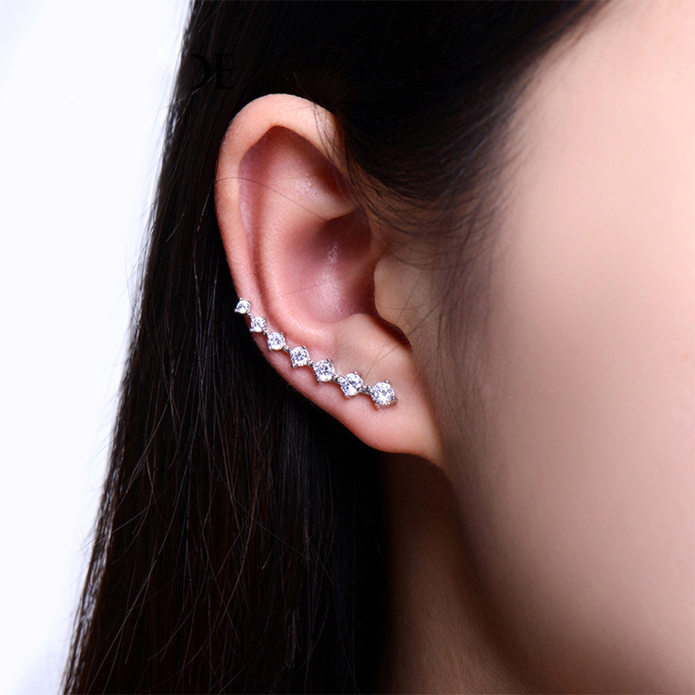 Fashion Geometric Sterling Silver Plating Metal Inlaid Zircon Zircon Earrings Ear Studs