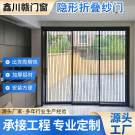 定制隐形折叠纱门铝合金推拉门防蚊虫门窗佛山阳台厨房隔断门自装