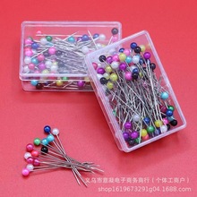 彩色珠光针玻璃定位针diy厂家批发塑料衣服服饰定位针仿玻璃大头