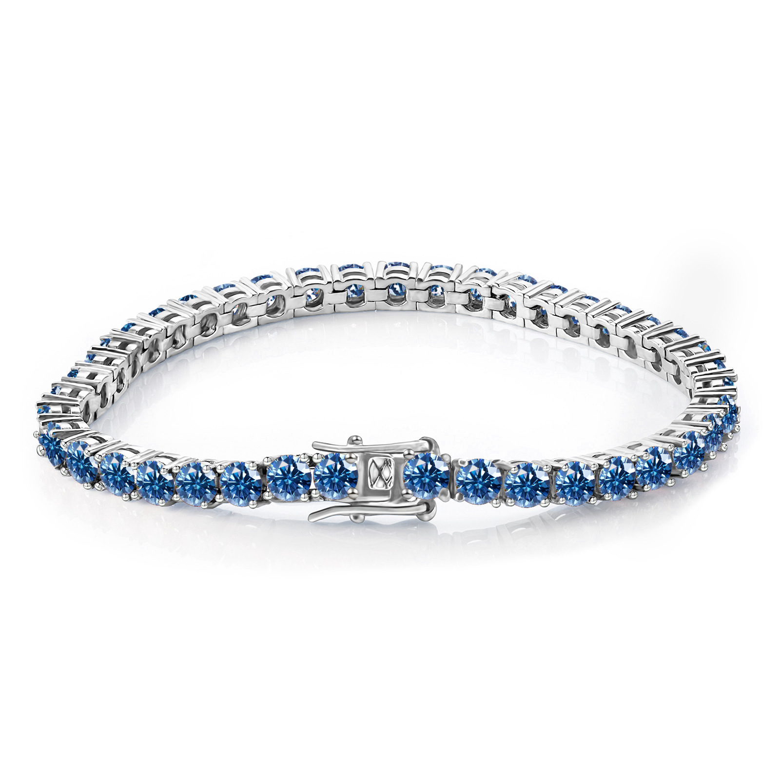 3mm azul real tenis pulsera S925 plata con incrustaciones tenis cadena hombres y mujeres pulsera clásico
