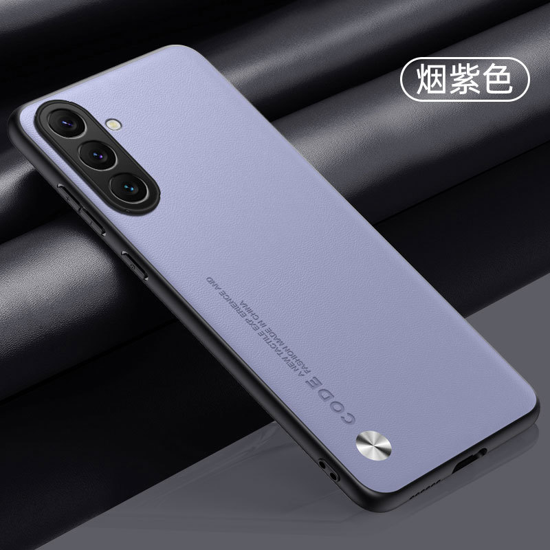 Aplicable a Samsung A56 piel de pigmento puro estuche de teléfono móvil A36 de alta gama anti huellas dactilares comerciales A26 estuche de protección de huellas de cuero