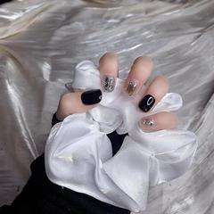 純手工穿戴美甲甲片貼片成品美甲短款閃鑽甜酷少女裸色爆閃星星