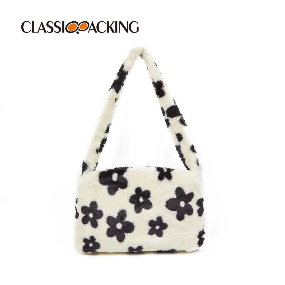 Bolsos de felpa al por mayor de fábrica, bolsos de lana de mano de otoño e invierno, bolsos de gran capacidad, de moda y de todo fósforo, logotipos impresos