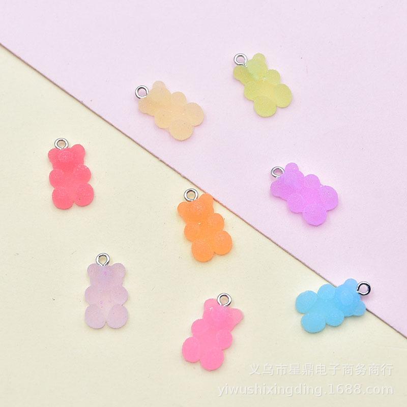 Candy color soft rubber frosted bear earrings pendant gummy bear earrings necklace pendant DIY jewelry accessories Candy color soft rubber frosted bear earrings pendant gummy bear earrings necklace pendant DIY jewelry accessories