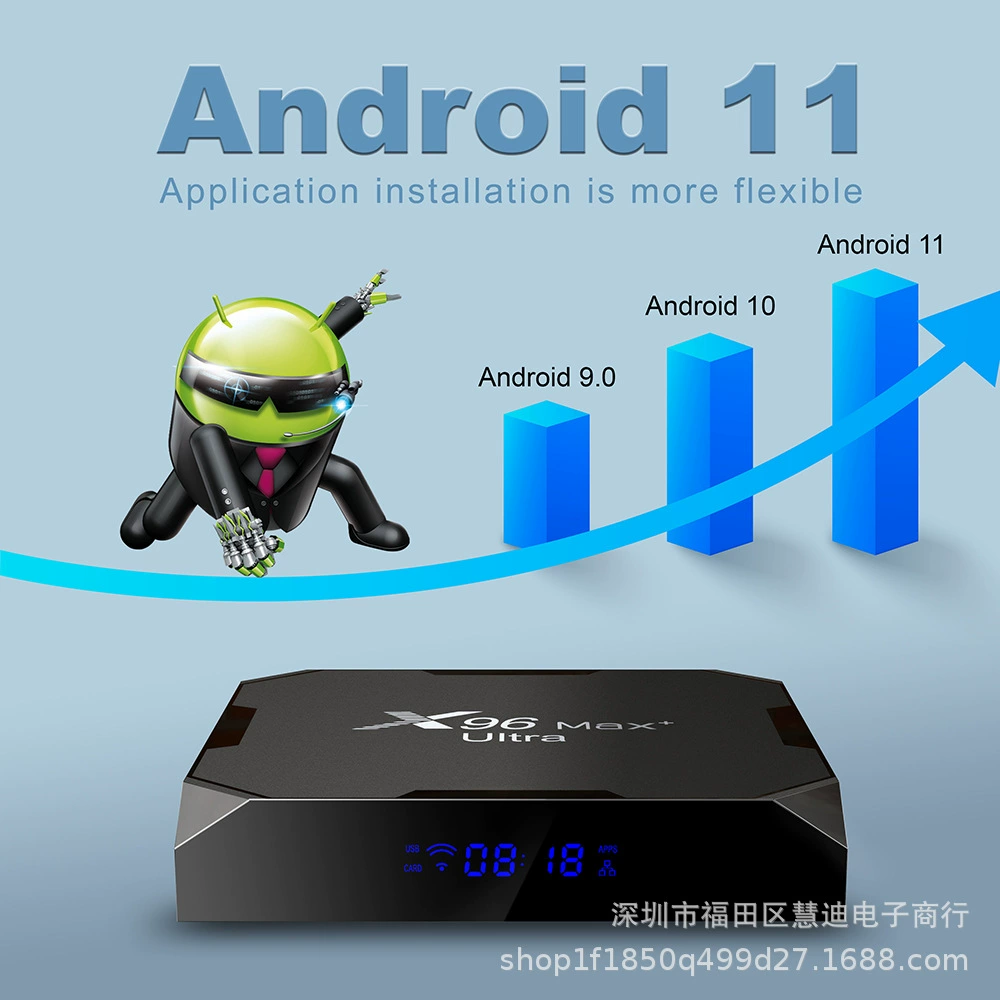 X96MAX+ ультра сетевой ТВ-бокс Android 11, двойной Wi‑Fi, S905X4, 4K популярная модель
