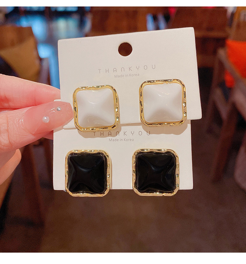 Fashion geometric square resin alloy earrings
