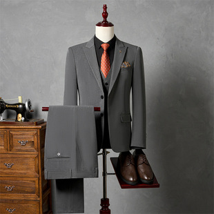Free Shipping Suit suit Men's Three-Piece Business Professional Dress Small Suit Korean Style Slim-Fit Best Man Groom Wedding