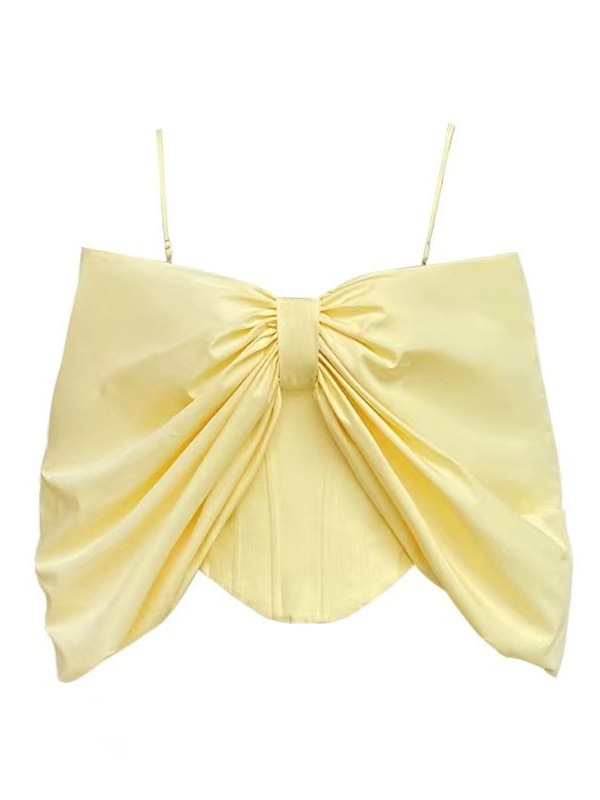 Bosquete de hueso de pescado puro deseo femenino cinturón de verano cojín de pecho blusa de pecho caliente hombro abierto cintura gran arco blusa sin mangas image 5