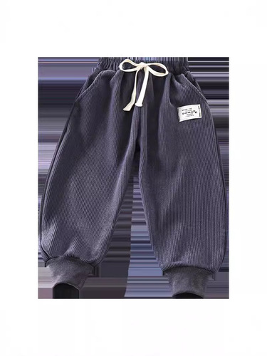 2024 Spring and Autumn Children's Pants for Men and Girls Pure Color Korean Corduroy Wide Strip Foot Pants for Children's Wear Sports Style
