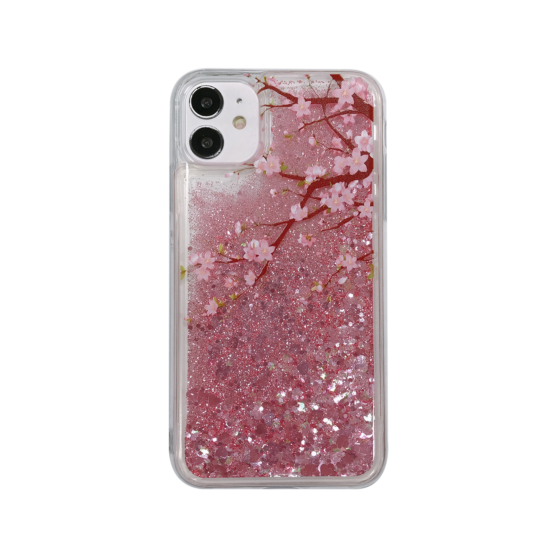Creative iPhone 15 Peach Blossom Sparkling Pink Sand Phone Apple 14 Liquid Flowing Goddess Soft Case_voghion.com