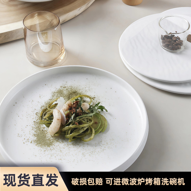 Ceramic White Stone-Pattern Underglaze Color Dinnerware Set Bowls and Plates for Home Use, High-End Wholesale Light Luxury Japanese Style