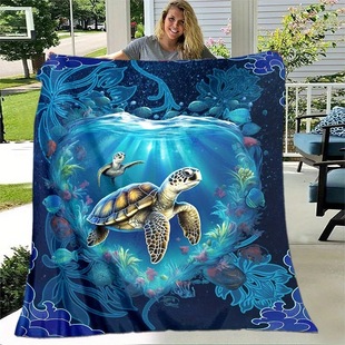 Cross-border super soft turtle flannel blanket light warm very suitable for home sofa blanket factory direct sales
