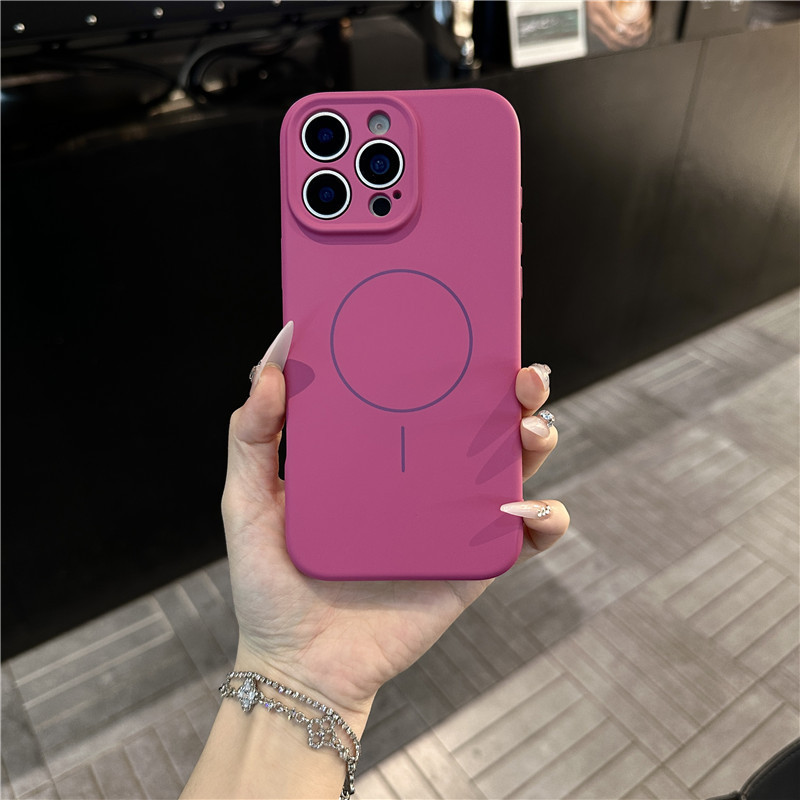 Apple 16promax 携帯電話ケースに適した細いサークル磁気吸引肌の感触 iphone17 ソリッドカラー磁気吸引ケース 15 シリコンケース|undefined
