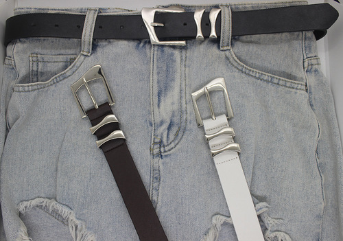 New wave-shaped irregular alloy buckle belt for women and men niche personality punk all-match skirt jeans belt