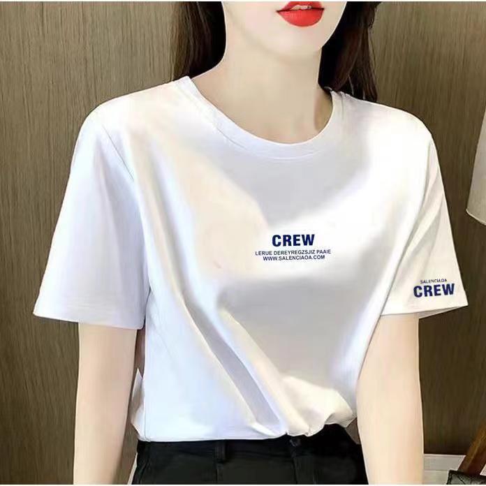 女版小袖标精梳棉T恤纯棉T恤背心精梳棉字母短袖批发夏季白色短袖