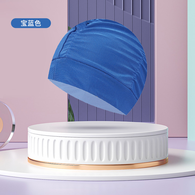Sombrero de tela de natación adulto unisex cuidado del cabello protección del oído gorro de natación moda no-apriete cabeza plisada gorro de natación al por mayor