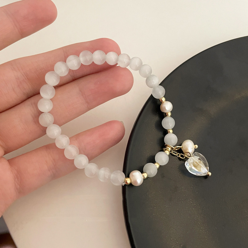 1 Piece Fashion Heart Shape Crystal opal Pearl Beaded Womenu0027S Bracelets