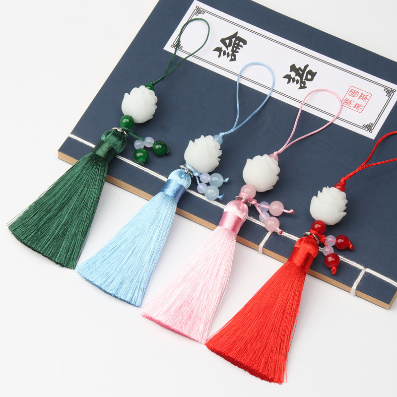 Bodhi lotus pearl tassel earring pendant accessory phone case strap chain decoration antique-style sachet