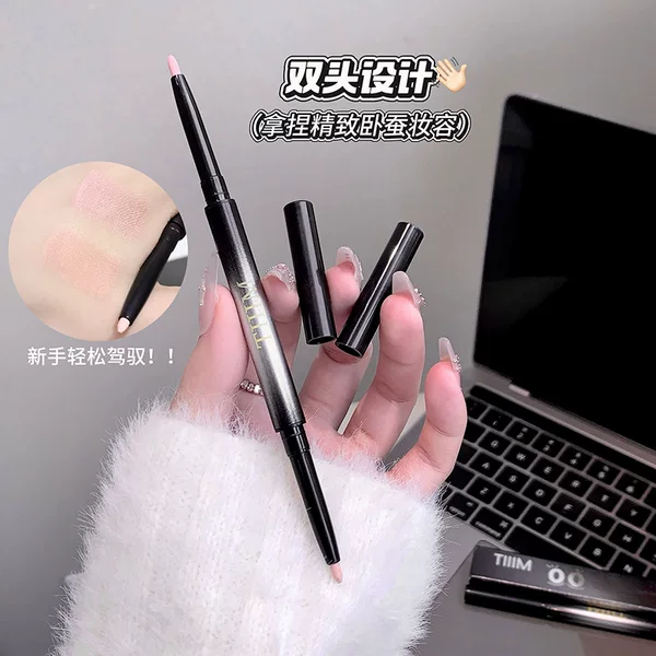 Tiiim Double-Ended Eyeliner Gel Pen, Natural Color Lasting, Outlines down to the Corner of the Eye, Pink Double-Ended Eyeliner Gel Pen