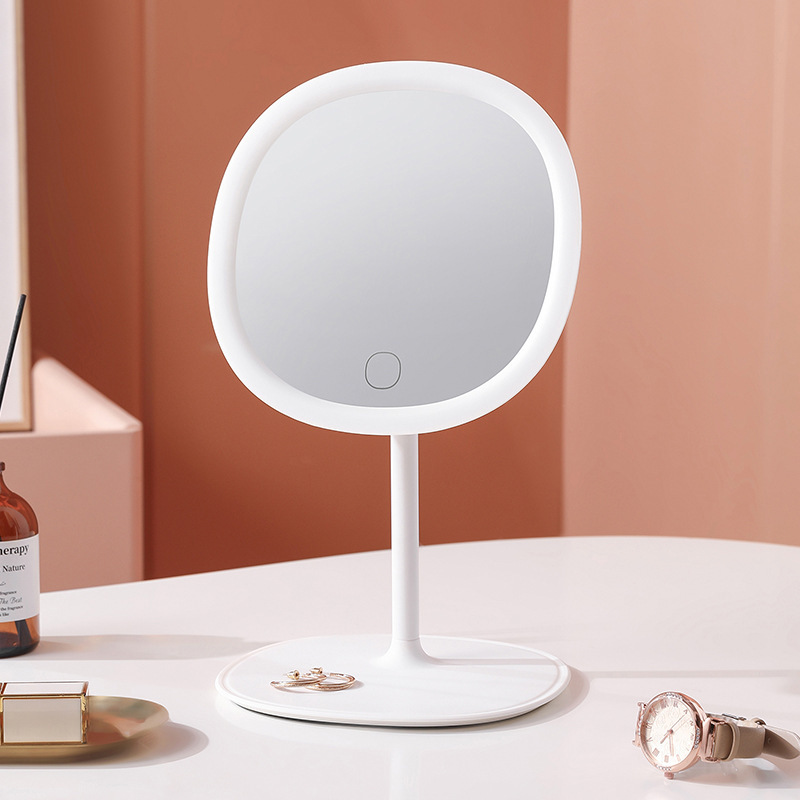 Espejo de maquillaje LED con lámpara portátil Espejo de vestir Espejo de escritorio red de alumno dormitorio de almacenamiento Espejo de maquillaje
