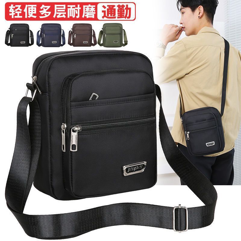 Korean Style Casual Large Capacity Multi-Layer Waterproof Shoulder Crossbody Bag for Men and Women Business Collection Wallet Summer Men's Satchel Bag