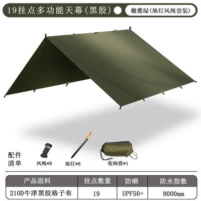 Avtomobil yan çətirləri – and Sun Protection - vinyl-olive-green-canopy-8-ground-nails-8-wind-rope-3x3m