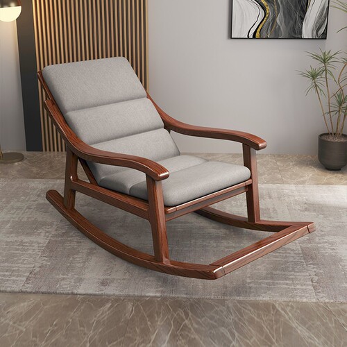 New Chinese style solid wood rocking chair golden autumn sandalwood balcony living room home leisure single lazy sofa lunch break rocking chair