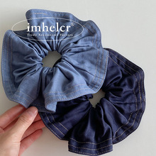 韩系简约时尚牛仔大肠发圈通勤百搭日常极简扎马尾发绳皮筋新款