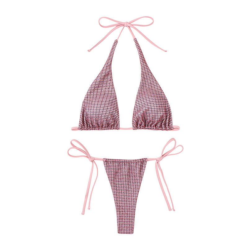 210g Weight Sexy Feel Of Sensation Low Waist Panties Waist Bikini Panties Style Bra&Panty Set Bra Category Polyester Fabric Type 2 Pieces Set Quantity Swimming Pool, Beach Occasion Stripe, Solid Color Pattern Triangle Cup Bra Cup Women's Gender Women's Stripe Solid Color 2 Pieces Set Bikinis Swimwear 27