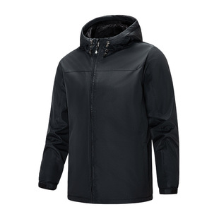 Classic Autumn and Winter Men's Casual Outdoor Thickeneded Jacket Windproof and Waterproof Group Purchase Fleece-Lined Thickeneded Warm Hooded