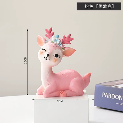 Resin Deer Center Console – Car ornaments - pink-elegant-deer