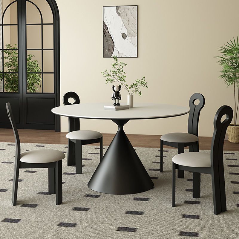 French Dining Table Retro Home Round Slate Dining Table and Chairs High-End Small Apartment Italian Minimalist Modern Simple Round Table
