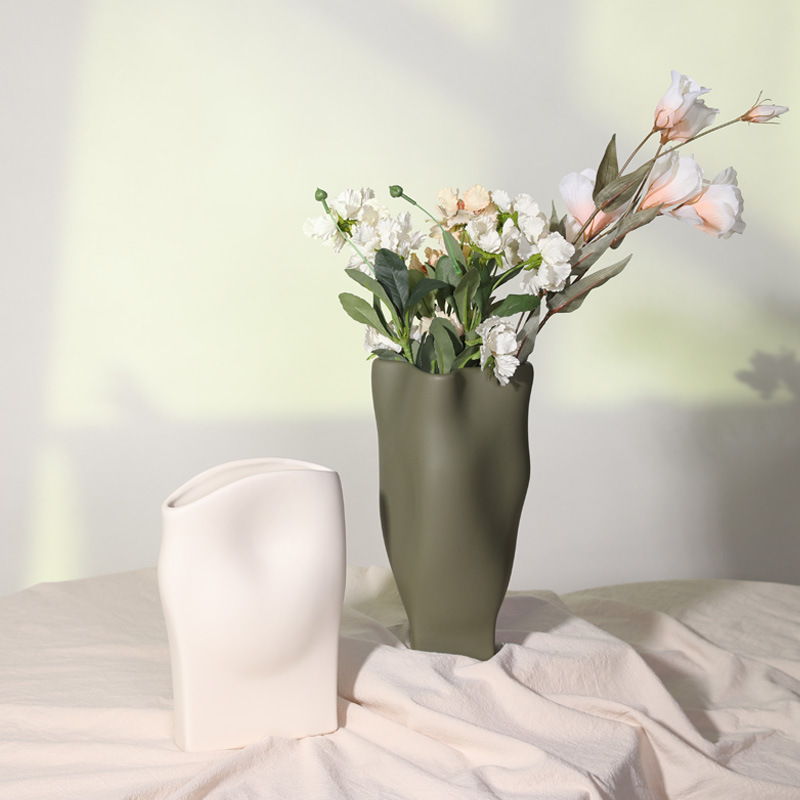 Morandi color estilo nórdico arte personalizado florero de cerámica mesa comedor salón escritorio decoración suave