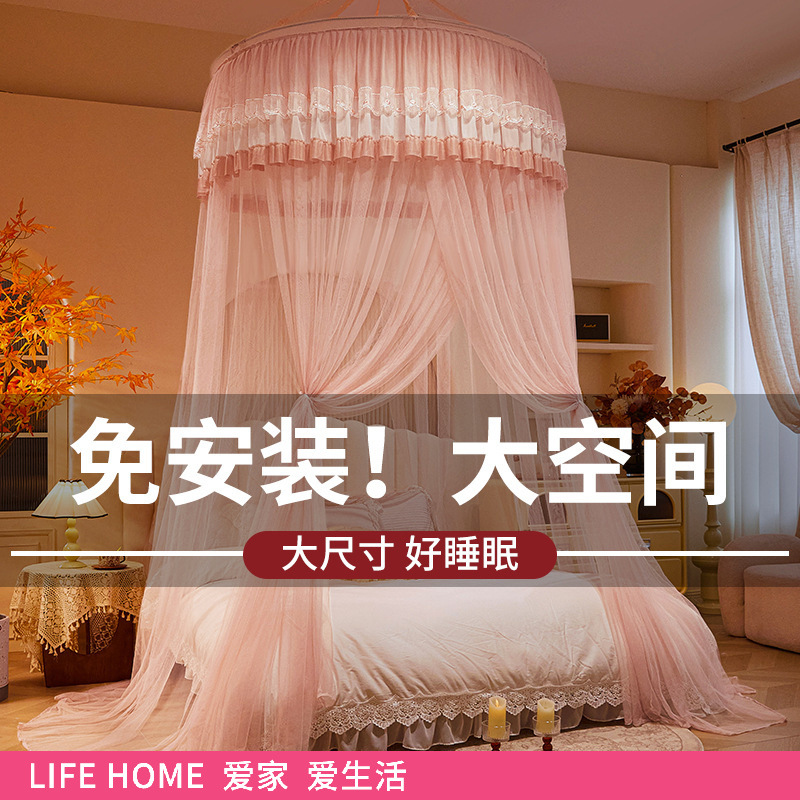 Princess Wind Dome Mosquito Nets Home Bedroom 2025 New Installation-free Bed Curtain Yarn Floor-standing Hanging Nets for Children and Girls
