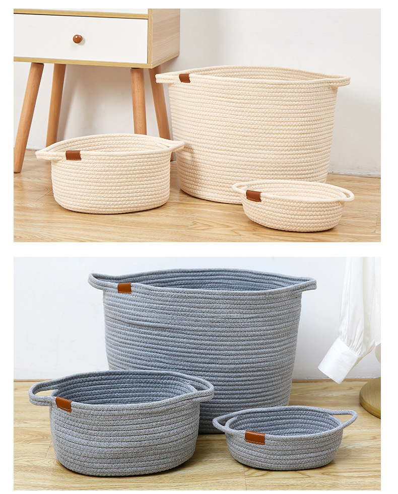 Simple Solid Color Cotton String Storage Basket Wholesale Nihaojewelry display picture 3