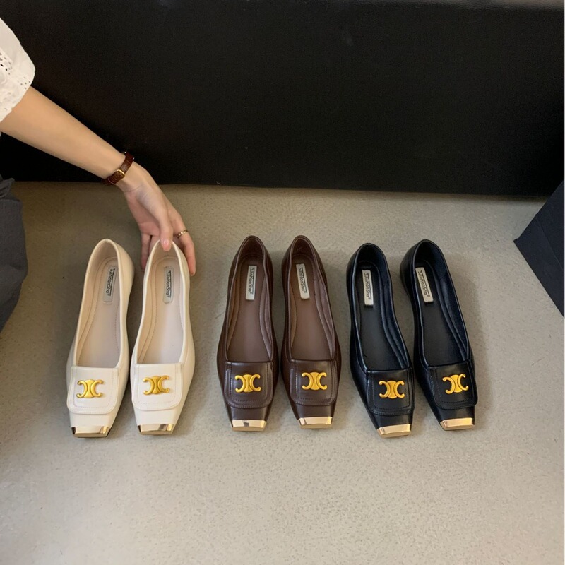 French-Style High-End Camellia 2025 Spring New Small Fragrance Style Commuter Shoes Slip-On Low-Heeled Scoop Shoes